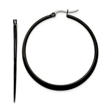 Beautiful Stainless Steel Black IP plated 55mm Hoop Earrings Beautiful Stainless Steel Black IP plated 55mm Hoop Earrings